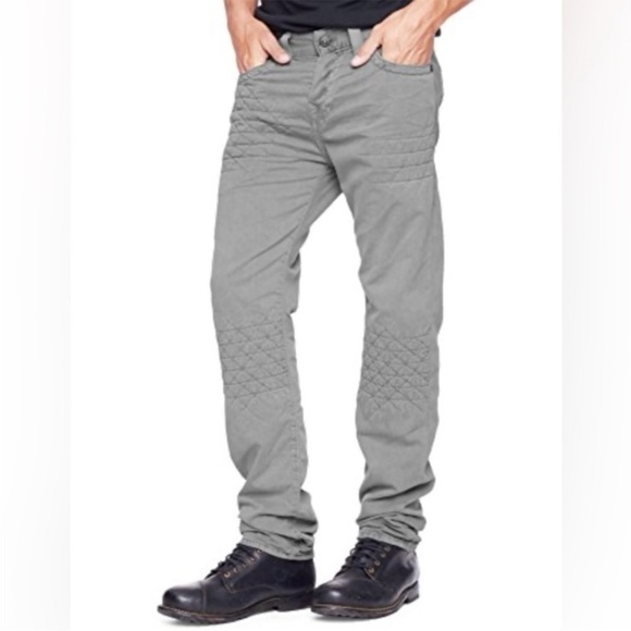 True Religion‎ Men's Dean Geo Quilted Relaxed Taper Jeans Pants Grey Size 31 - Picture 1 of 10